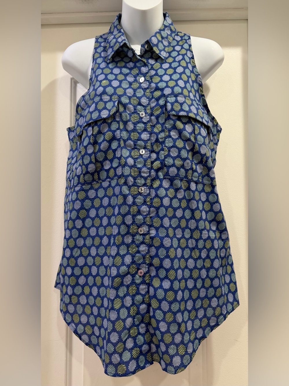 Porridge for Anthropologie Lightweight Cotton Sleeveless Button Up Blouse Size 6